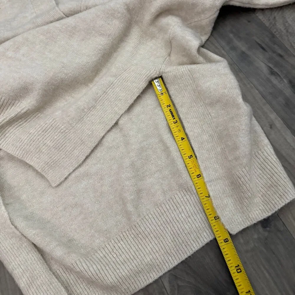 H&M wool blend collared oatmeal neutral knit oversized sweater